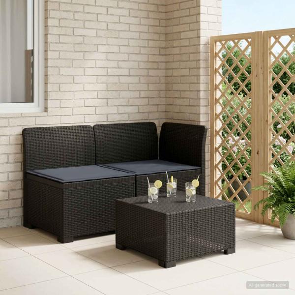 ARDEBO.de - 2-Sitzer Garten-Sofa mit Kissen Rattan-Look 2-Sitzer PP