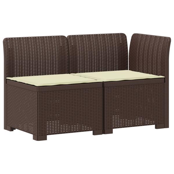 2-Sitzer Garten-Sofa mit Kissen Rattan-Look 2-Sitzer PP Braun