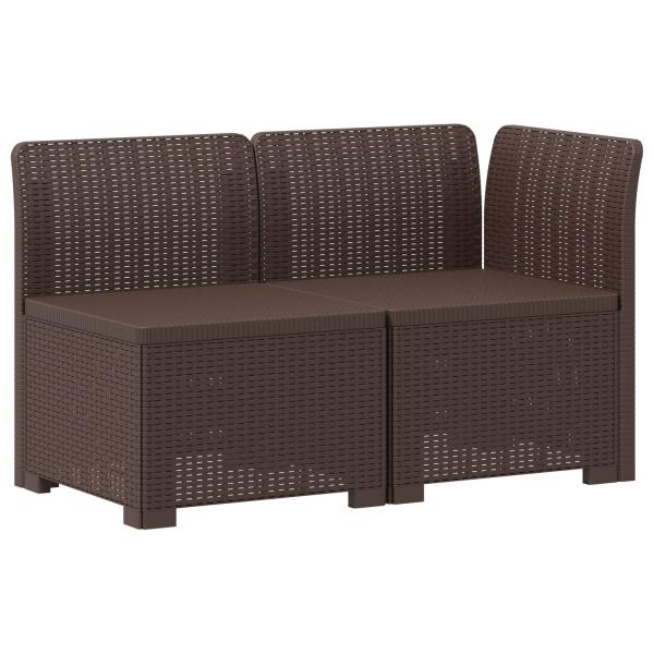 2-Sitzer Garten-Sofa mit Kissen Rattan-Look 2-Sitzer PP Braun