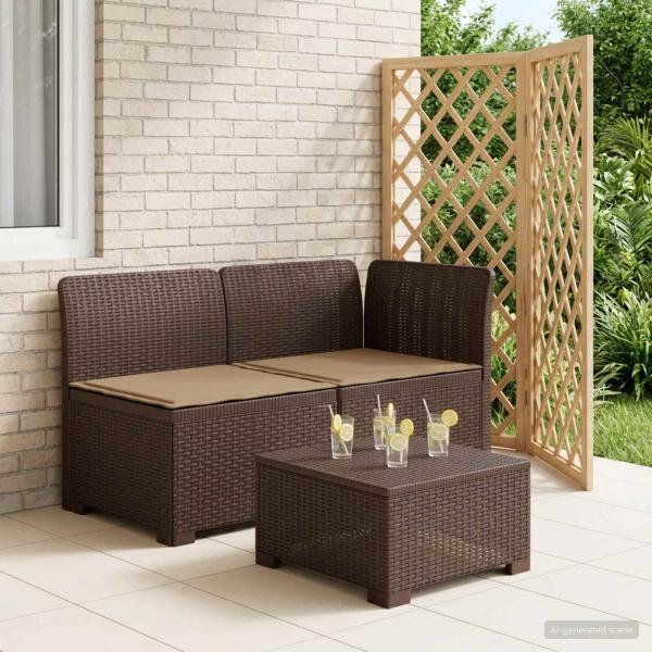 ARDEBO.de - 2-Sitzer Garten-Sofa mit Kissen Rattan-Look PP Braun