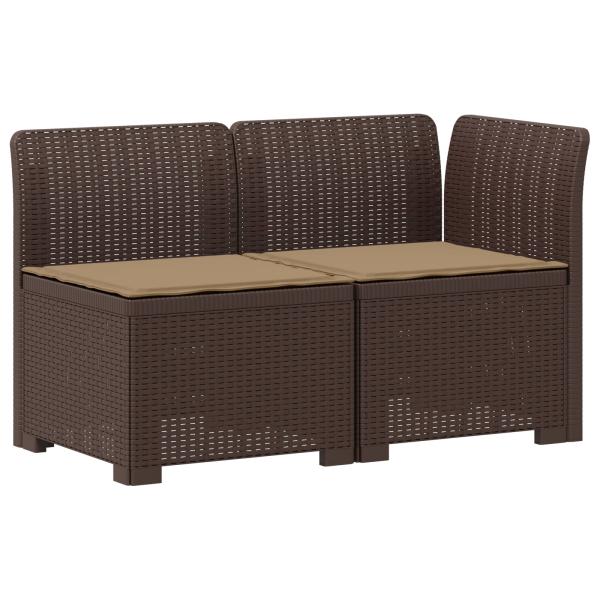 2-Sitzer Garten-Sofa mit Kissen Rattan-Look PP Braun