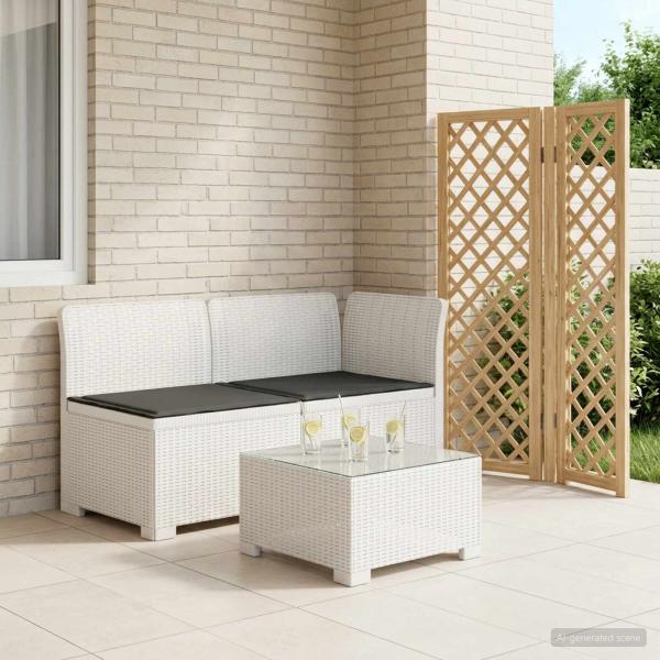 ARDEBO.de - 2-Sitzer Garten-Sofa mit Kissen Rattan-Look PP Weiß