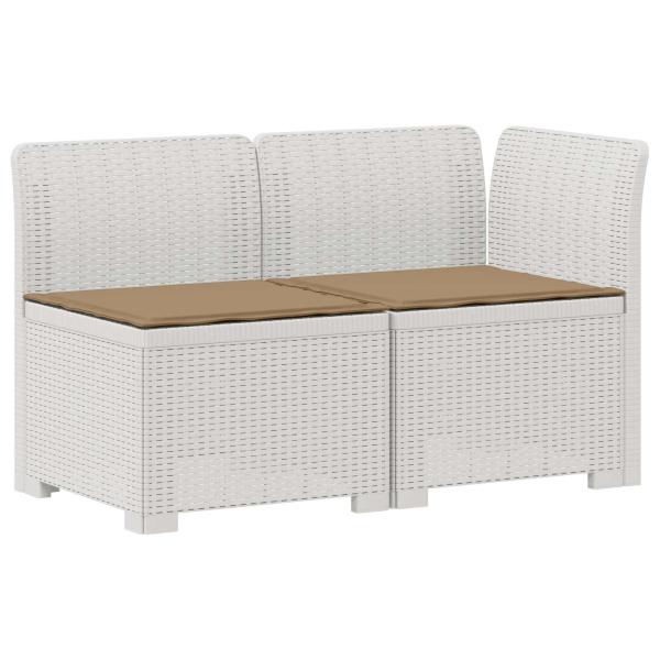 2-Sitzer Garten-Sofa mit Kissen Rattan-Look 2-Sitzer PP Weiß