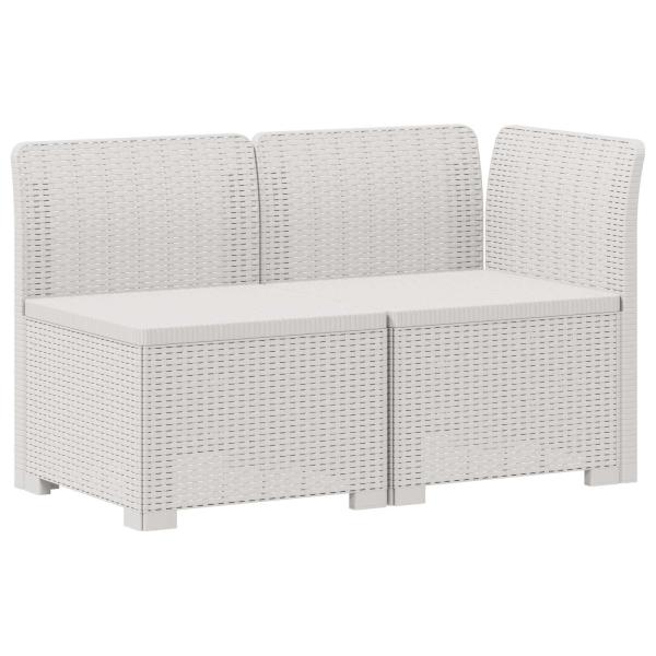2-Sitzer Garten-Sofa mit Kissen Rattan-Look 2-Sitzer PP Weiß