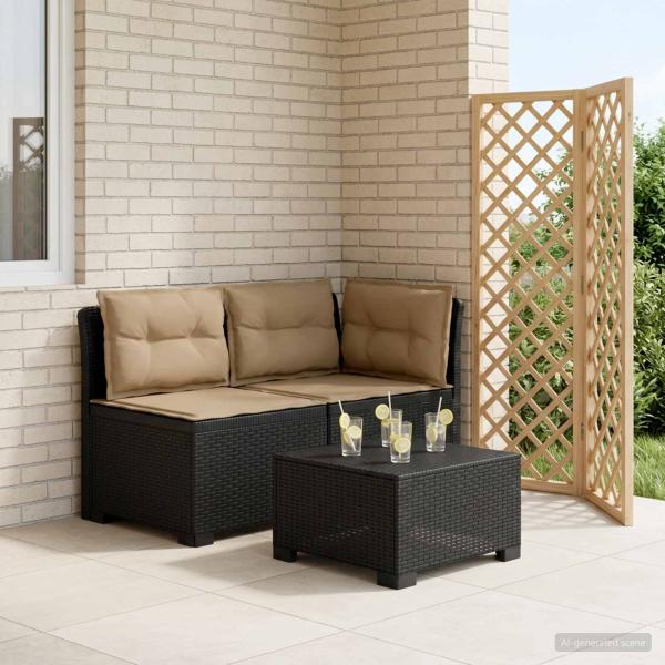 ARDEBO.de - 2-Sitzer Garten-Sofa mit Kissen Rattan-Look PP Anthrazit
