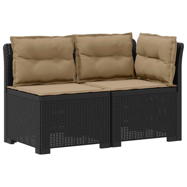 2-Sitzer Garten-Sofa mit Kissen Rattan-Look PP Anthrazit