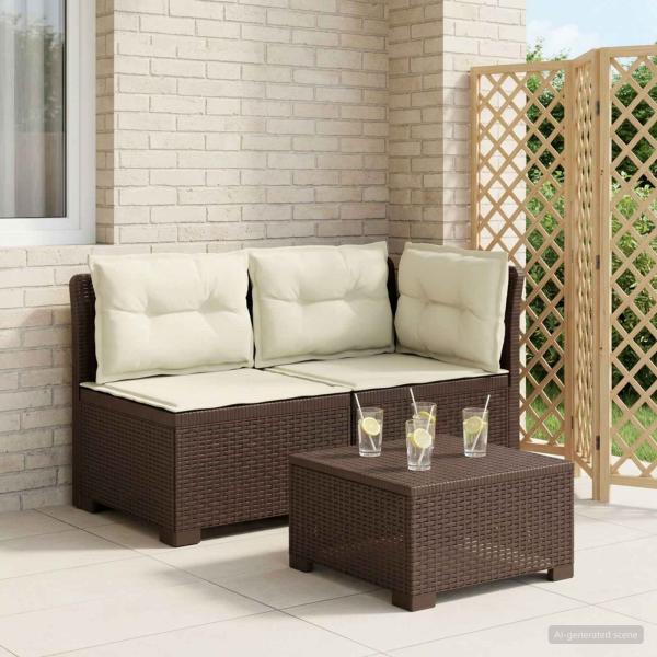 ARDEBO.de - 2-Sitzer Garten-Sofa mit Kissen Rattan-Look PP Braun