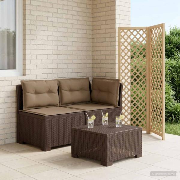 ARDEBO.de - 2-Sitzer Garten-Sofa mit Kissen Rattan-Look PP Braun