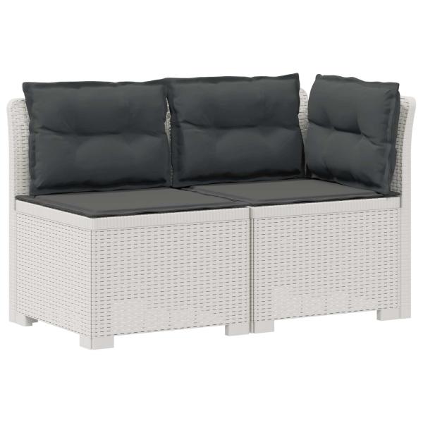 2-Sitzer Garten-Sofa mit Kissen Rattan-Look PP Weiß