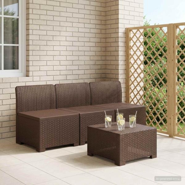 ARDEBO.de - 3-Sitzer Garten Sofa Rattan Look PP Braun