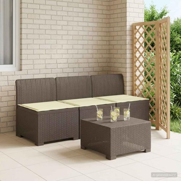 ARDEBO.de - 3-Sitzer Garten Sofa mit Kissen Rattan-Look 3-Sitzer PP