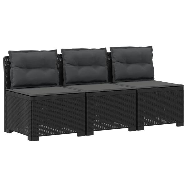 3-Sitzer Garten Sofa mit Kissen Rattan-Look PP Anthrazit