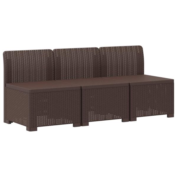 3-Sitzer Garten Sofa mit Kissen Rattan-Look PP Braun