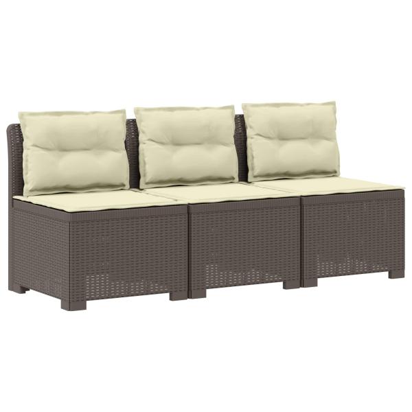 3-Sitzer Garten Sofa mit Kissen Rattan-Look 3-Sitzer PP