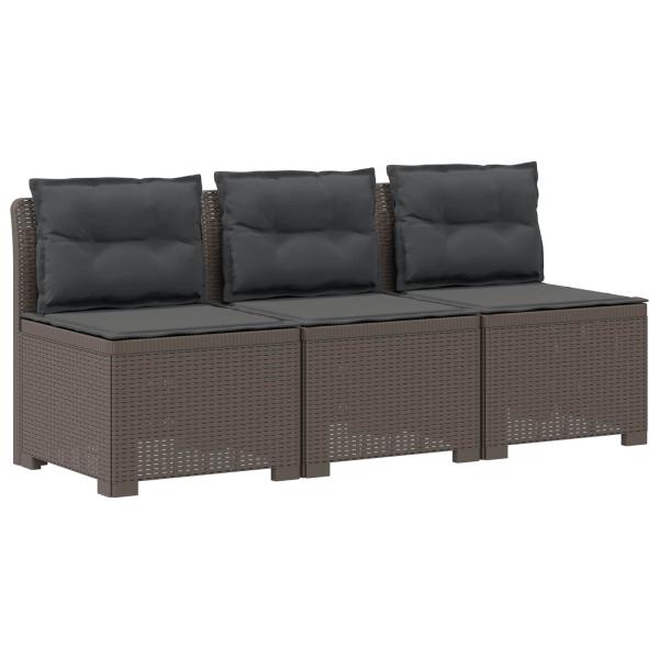 3-Sitzer Garten Sofa mit Kissen Rattan-Look 3-Sitzer PP