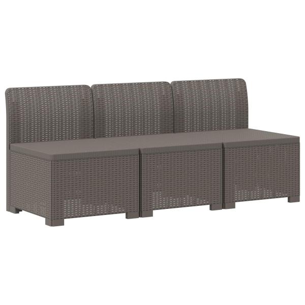 3-Sitzer Garten Sofa mit Kissen Rattan-Look PP Hellgrau