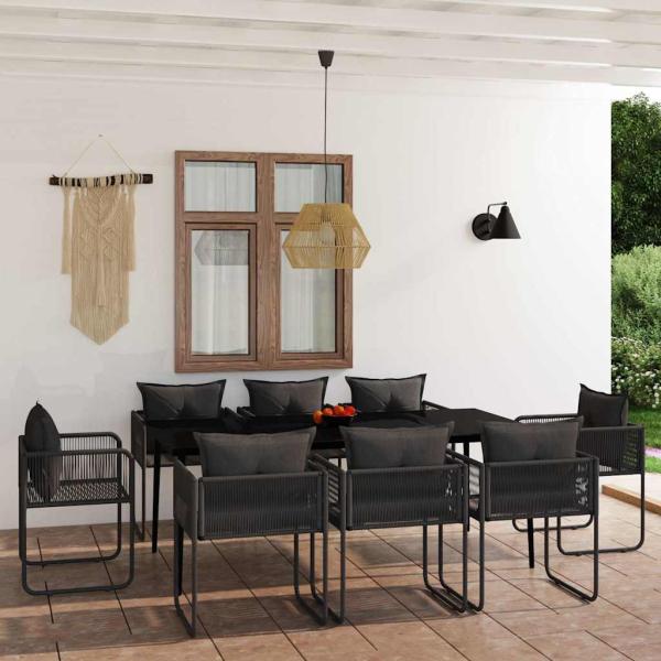 ARDEBO.de - 9-tlg. Garten-Essgruppe Schwarz