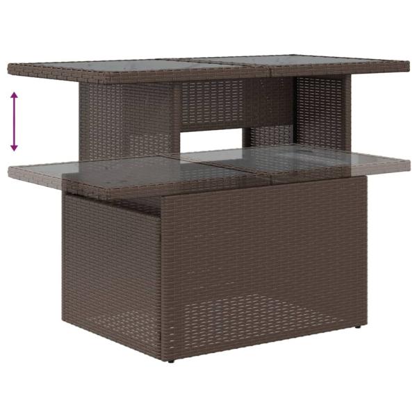 7-teiliges Gartensofa-Set mit Kissen, braun, Polyrattan