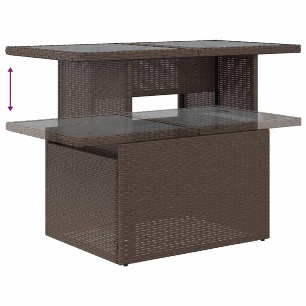 7-teiliges Gartensofa-Set mit Kissen, braun, Polyrattan
