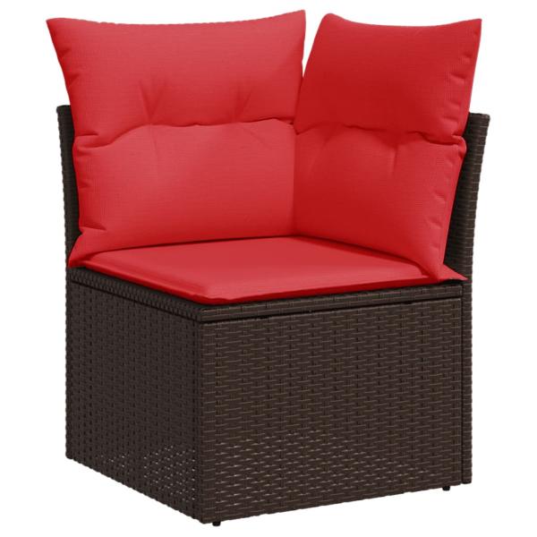 7-teiliges Gartensofa-Set mit Kissen, braun, Polyrattan
