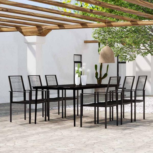 ARDEBO.de - 7-tlg. Garten-Essgruppe Schwarz