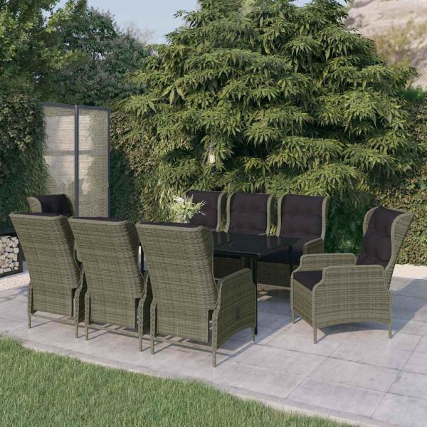 ARDEBO.de - 9-tlg. Garten-Essgruppe Braun