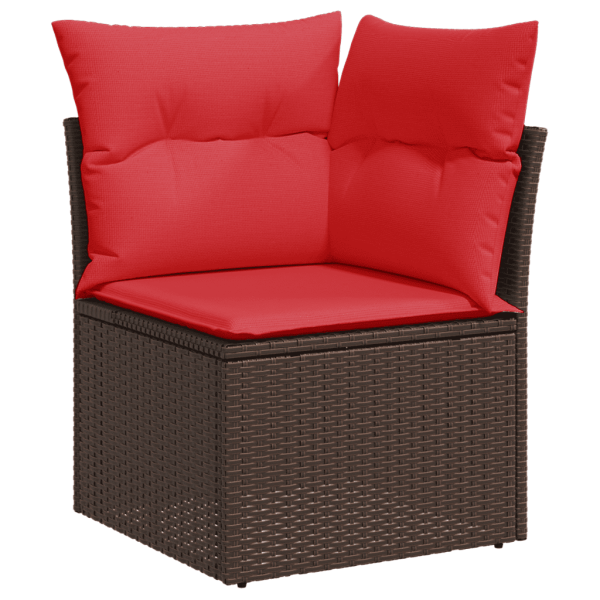 7-teiliges Gartensofa-Set mit Kissen, braun, Polyrattan