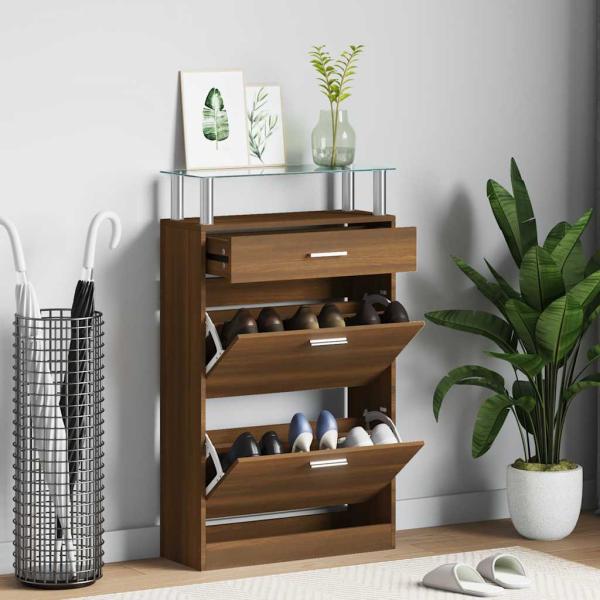 ARDEBO.de - Schuhschrank Braun Eichen-Optik 63x24x104 cm Holzwerkstoff