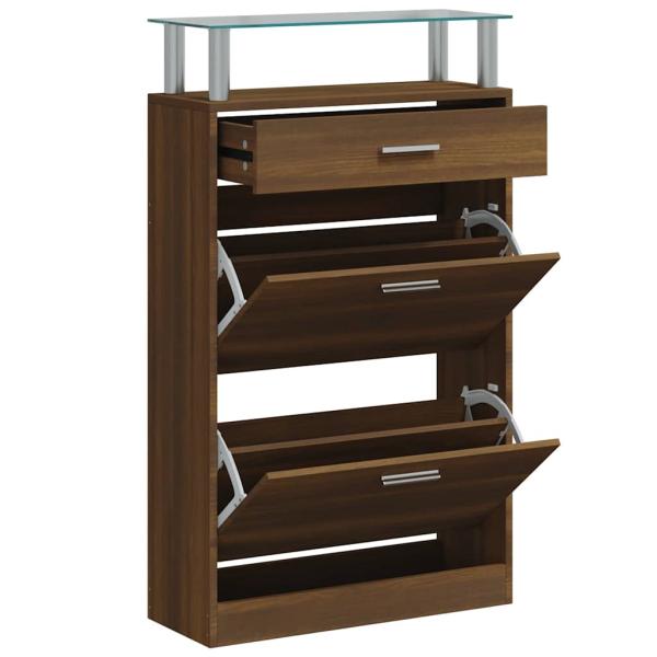 Schuhschrank Braun Eichen-Optik 63x24x104 cm Holzwerkstoff