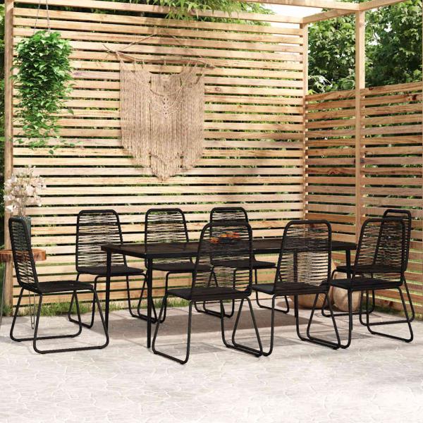 ARDEBO.de - 9-tlg. Garten-Essgruppe Schwarz