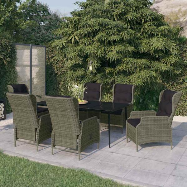 ARDEBO.de - 7-tlg. Garten-Essgruppe Braun