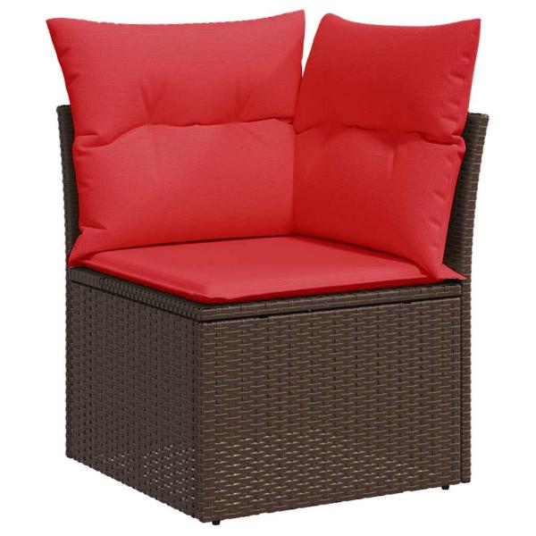 7-tlg. Garten-Sofagarnitur mit Kissen Braun Poly Rattan Akazie
