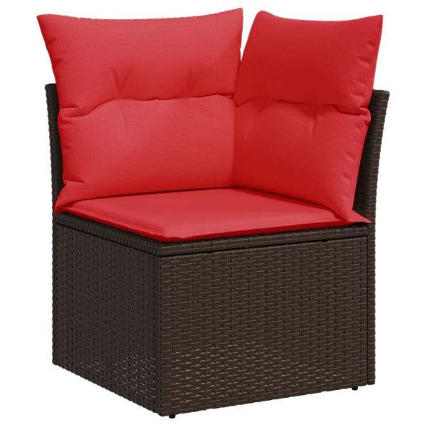 6-teiliges Gartensofa-Set mit Kissen, braun, Polyrattan