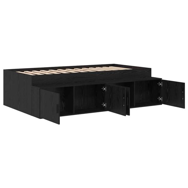Bettrahmen Schwarz Eichen-Optik 90 x 190 cm Holzwerkstoff