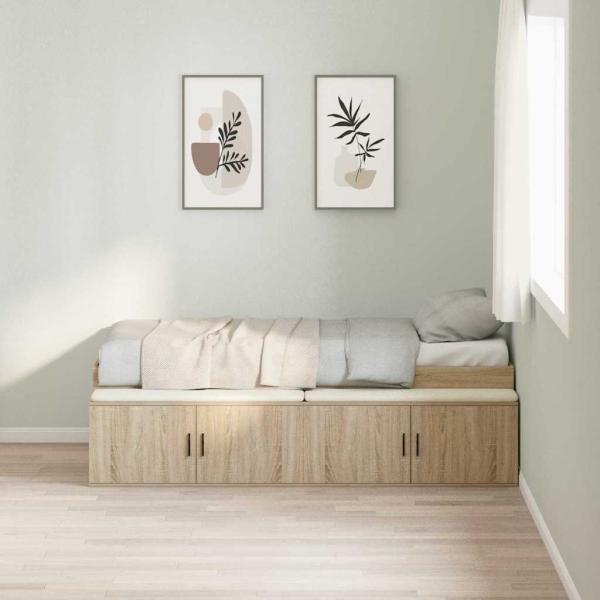 Bettrahmen mit Speicher Sonoma-Eiche 90 x 190 cm Holzwerkstoff