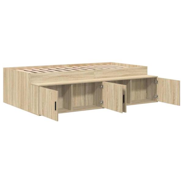Bettrahmen mit Speicher Sonoma-Eiche 90 x 190 cm Holzwerkstoff