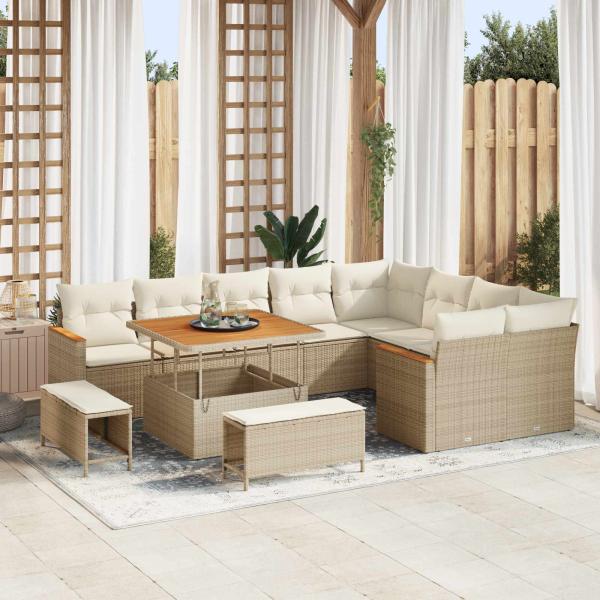 ARDEBO.de - Gartensofa-set 12 stk. Beige Poly-Rattan