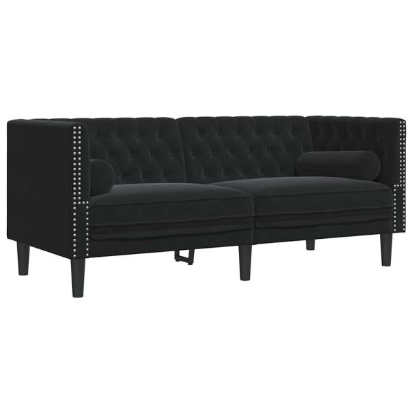 Wohnzimmer Couch 2 stk. Schwarz Samt