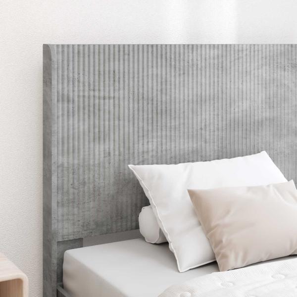Bettgestell mit Stauraum und Kopfteil Betongrau 90 x 190 cm