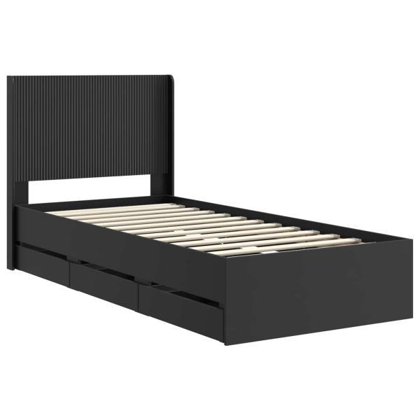 Bettgestell mit Stauraum und Kopfteil Schwarz 75 x 190 cm