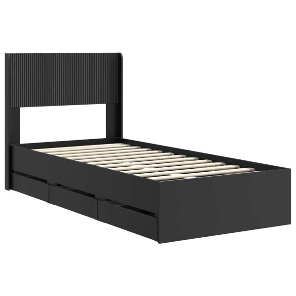 Bettgestell mit Stauraum und Kopfteil Schwarz 75 x 190 cm