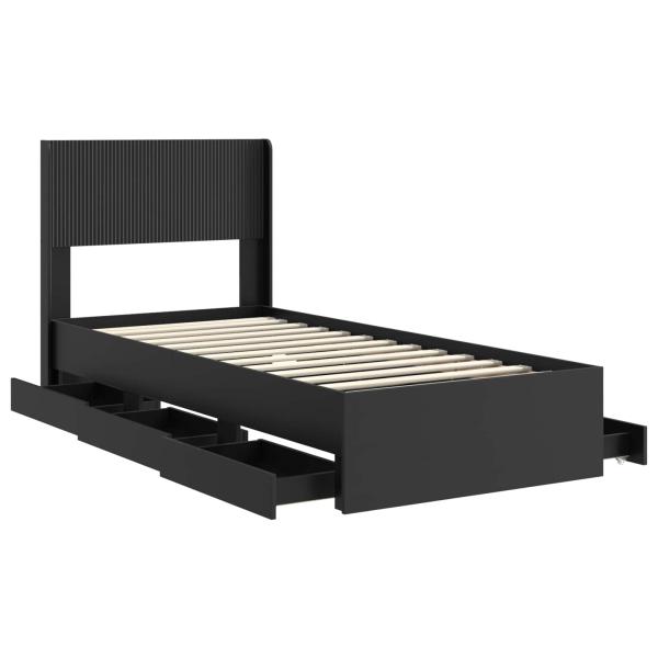 Bettgestell mit Stauraum und Kopfteil Schwarz 75 x 190 cm