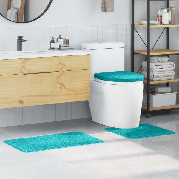 ARDEBO.de - Anti-Rutsch Badematten-Set 3 stk. Türkis 50 x 80 cm PP