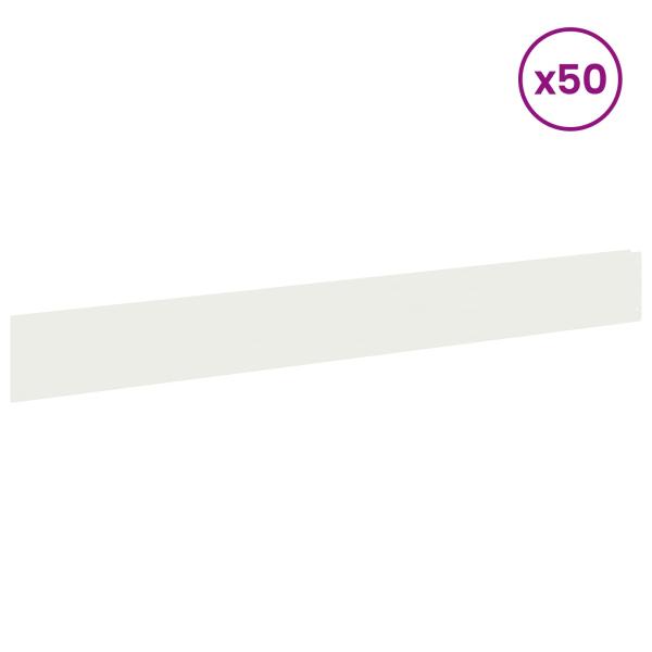Rasenkante 50 stk. 100 x 12 cm Stahl Weiß