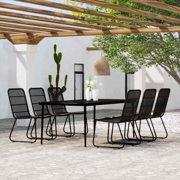 ARDEBO.de - 7-tlg. Garten-Essgruppe Schwarz
