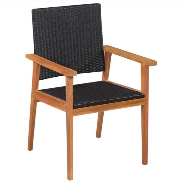 5-tlg. Garten-Essgruppe Poly Rattan Schwarz und Braun