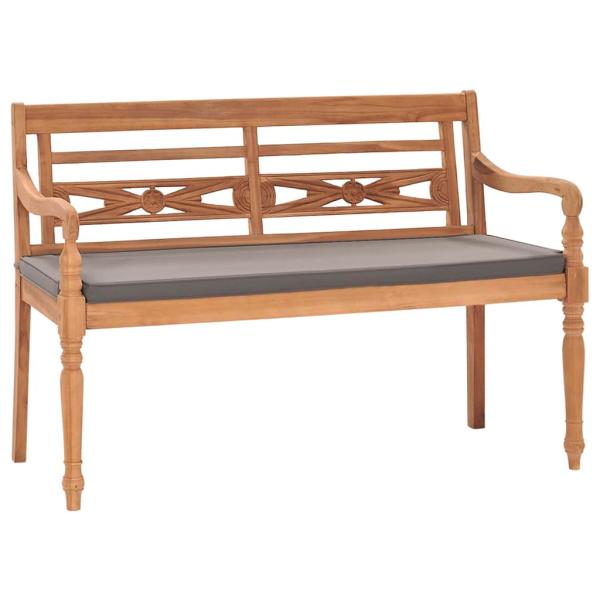 ARDEBO.de - Batavia-Bank mit Dunkelgrauem Kissen 120 cm Teak Massivholz