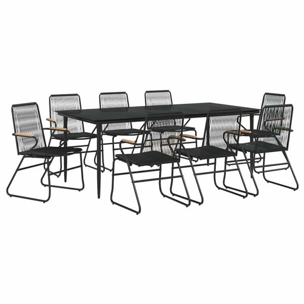 9-tlg. Garten-Essgruppe Schwarz PVC Rattan