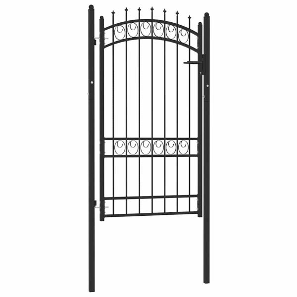 ARDEBO.de - Zauntor mit Spitzen Stahl 100x175 cm Schwarz