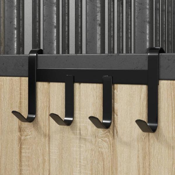 ARDEBO.de - Trensenhalter mit 4 Haken Schwarz Stahl